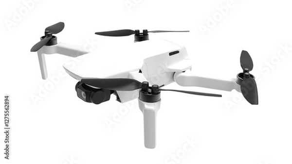 Fototapeta Drone isolated on white , Modern drone with camera isolated on white