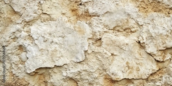 Obraz Textured wall with beige and cream shades featuring irregular patches and a rough surface, ideal for backgrounds or natural stone designs.