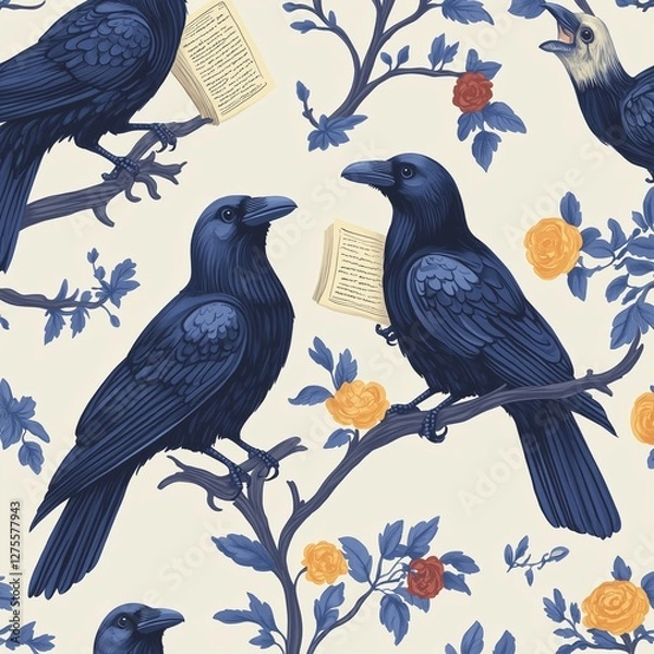 Fototapeta birds on a branch,generated ai