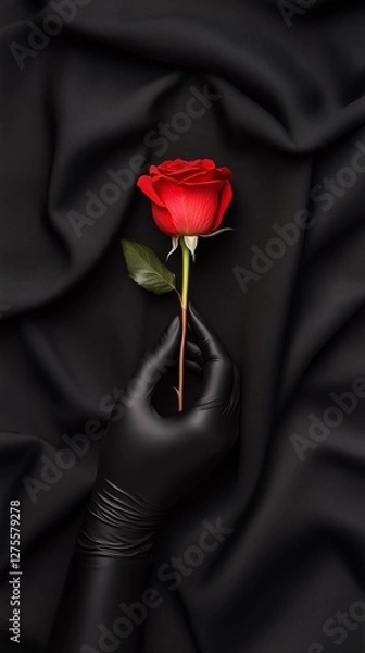 Obraz red rose on black background,generated ai