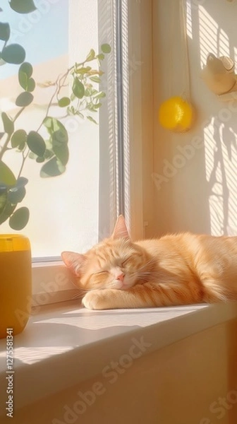 Fototapeta a_cute_orange_cat, generated ai