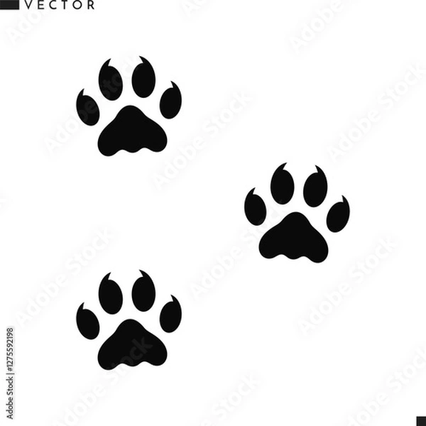 Obraz Panther paw prints silhouette. Wild animal track