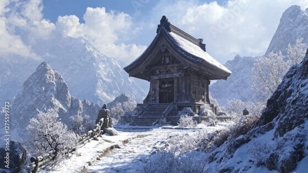 Obraz mountain shrine in the snow