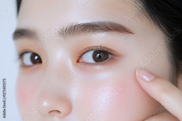 Fototapeta 透明感あふれる美しい艶のある肌の女性のクローズアップ