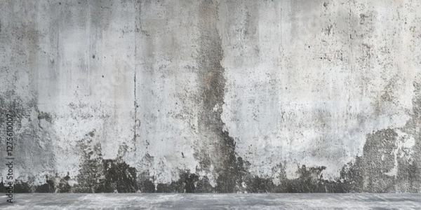 Fototapeta Textured grey cement wall with weathered patina showcasing faded white and dark grey hues ideal for modern design and background applications.