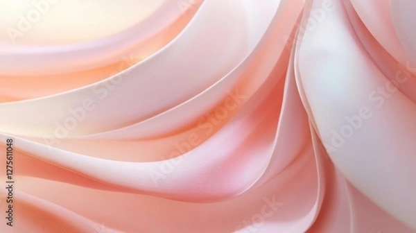 Fototapeta Vertical background with warm pale pink curves that create a soft, fluid motion, gently tapering off towards the edges.