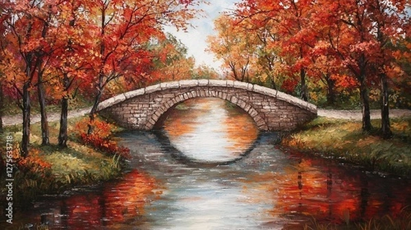 Fototapeta Autumn Bridge Reflection