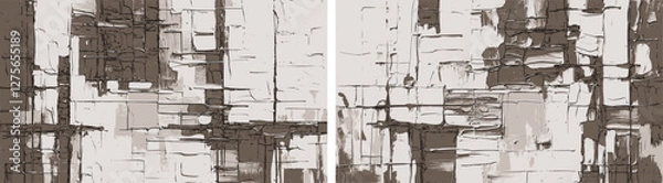 Fototapeta Background abstractions in sepia color blending textured forms with bold paint strokes, modern paintings