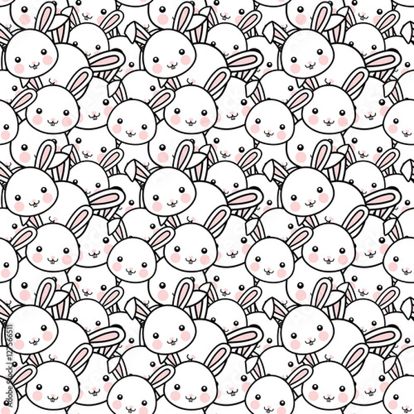 Obraz Easter Rabbit Cartoon Face Seamless Pattern