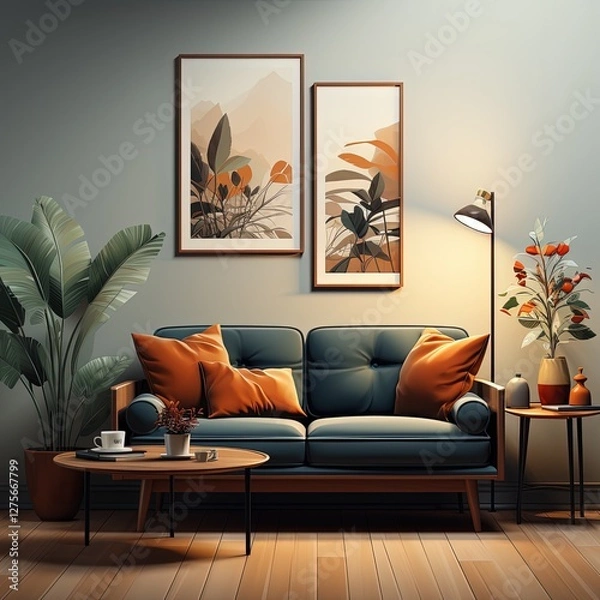 Fototapeta Modern Interior Living Room Design Featuring Clean Lines and Minimalist Furniture