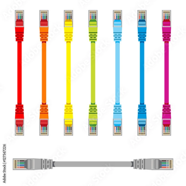 Obraz Colored computer network cables.