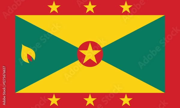 Fototapeta Flag of Grenada. Grenada flag official size and color standards vector illustration
