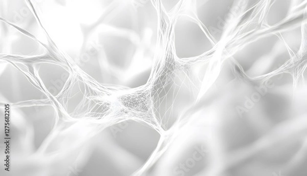 Fototapeta Abstract interconnected network of white lines on a light background