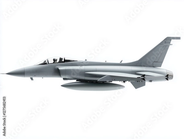Obraz Dynamic Profile of a Military Aircraft: A Showcase of Sleek Design, Aerodynamic Precision, and Robust Engineering in Modern Defense and Aviation Technology