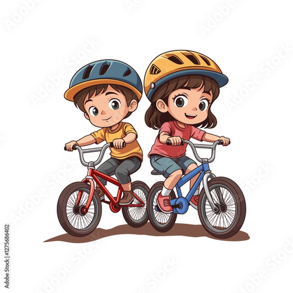 Obraz children riding bicycles
