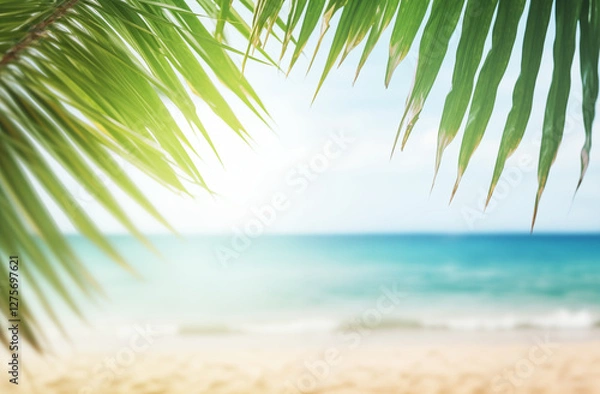 Fototapeta palm tree on the beach,Relaxed, languid, beautiful, warm, summer.
