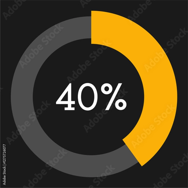 Fototapeta 40 percent circle chart infographic template.Circle percentage diagram on black background vector illustration.