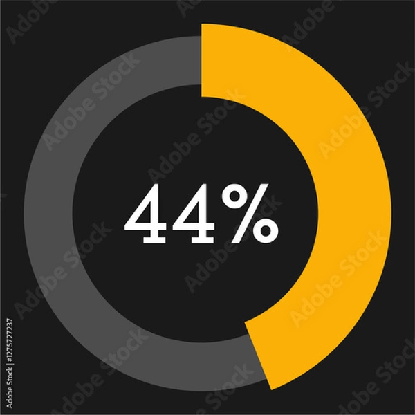 Fototapeta 44 percent circle chart infographic template.Circle percentage diagram on black background vector illustration.