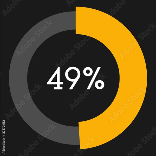 Fototapeta 49 percent circle chart infographic template.Circle percentage diagram on black background vector illustration.