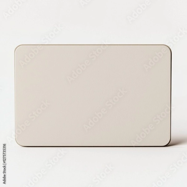 Obraz Elegant presentation of a blank beige card with rounded edges, set against a clean white backdrop, providing a modern and versatile design element.