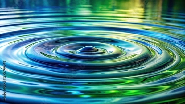 Obraz A mesmerizing abstract water ripple background with swirling colorful reflections in shades of blue and green, creating a sense of movement and depth , colorful waves, abstract reflection