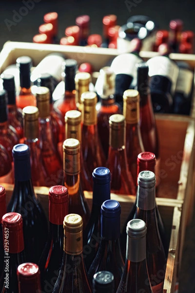 Fototapeta Cases of bottles