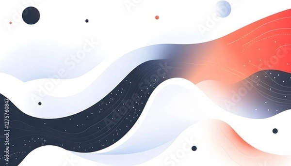 Fototapeta Abstract Wave Design With Color Gradient And Dots