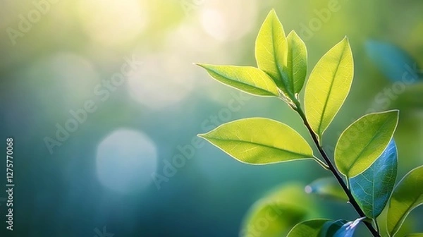 Fototapeta Fresh leaves in sunlight