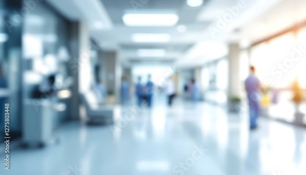 Fototapeta blur image background of corridor in hospital or clinic image