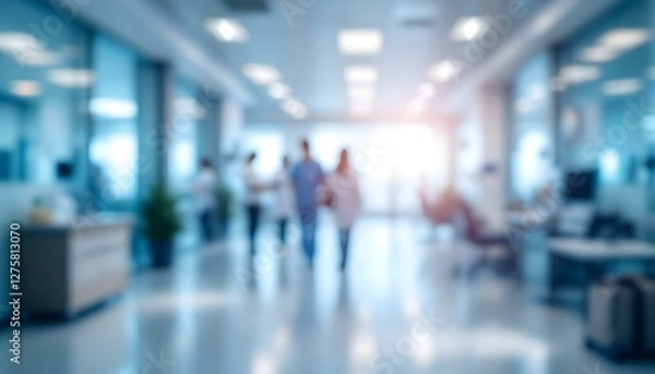Fototapeta blur image background of corridor in hospital or clinic image