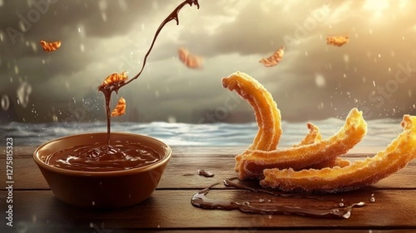 Obraz A Delightful Display of Churros and Chocolate