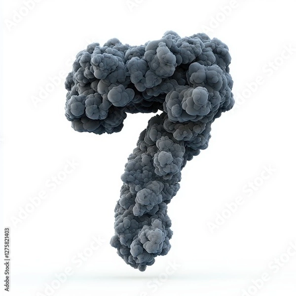 Obraz Number 7 made of thick industrial smog with swirling dark gray pollution clouds isolated on a clean white background