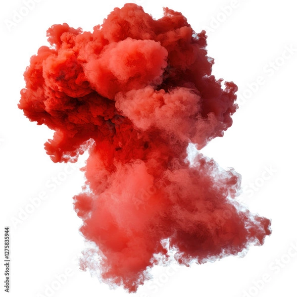Obraz Vibrant red smoke explosion against a dark backdrop isolated on png transparent background, cut out