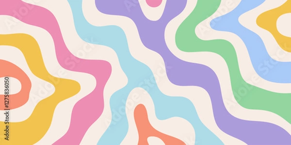 Fototapeta Abstract Wavy Geometric Y2k Texture Vector Design. Cool Trendy Groovy Curvy Pattern. Psychedelic Trippy Liquid Colorful Backdrop.
