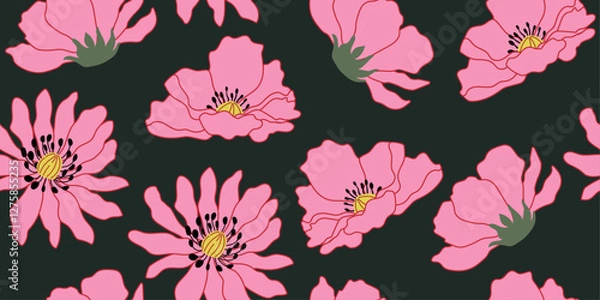 Obraz seamless pattern with pink flowers