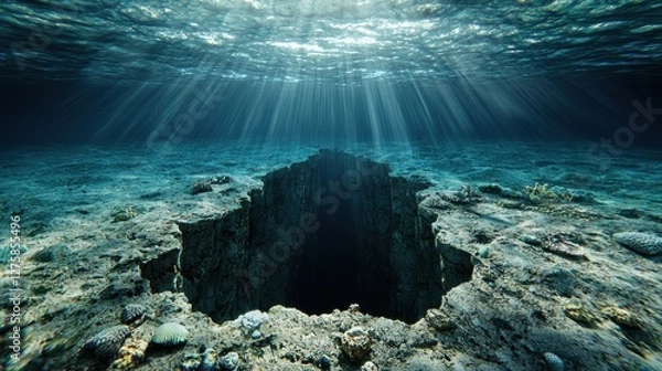 Fototapeta Exploring the Majestic Depths of the Deep Blue Ocean, Discovering Underwater Wonders and Unique Marine Life