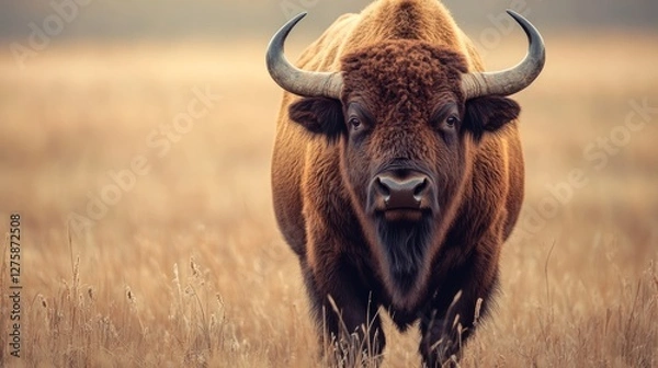 Obraz Majestic European Bison in Autumnal Meadow