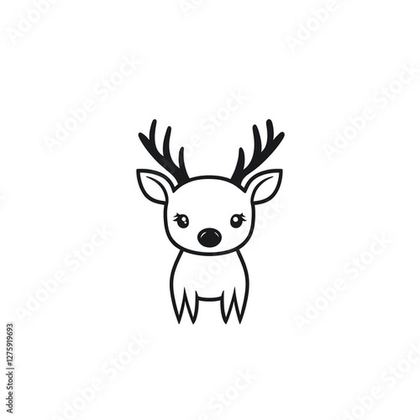 Fototapeta Adorable Reindeer: A Minimalist Line Art Design