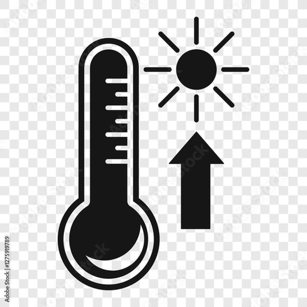Fototapeta Weather icon. High temperature. Temperature rise. Hot summer. Vector illustration on transparent background.