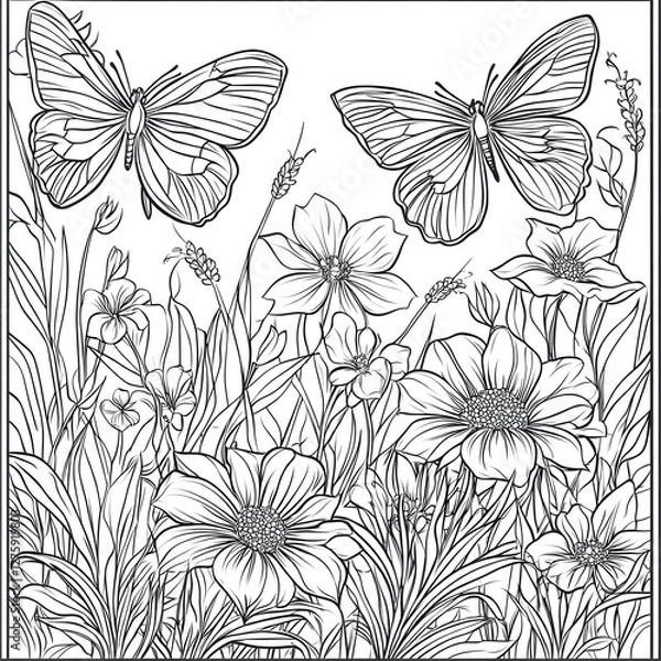 Obraz Flowers Fantasy Coloring Book - 115 Pages of Magical Floral Illustrations for Relaxation & Creativity, Coloring page, Workbook for Print