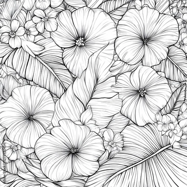 Obraz Flowers Fantasy Coloring Book - 115 Pages of Magical Floral Illustrations for Relaxation & Creativity, Coloring page, Workbook for Print