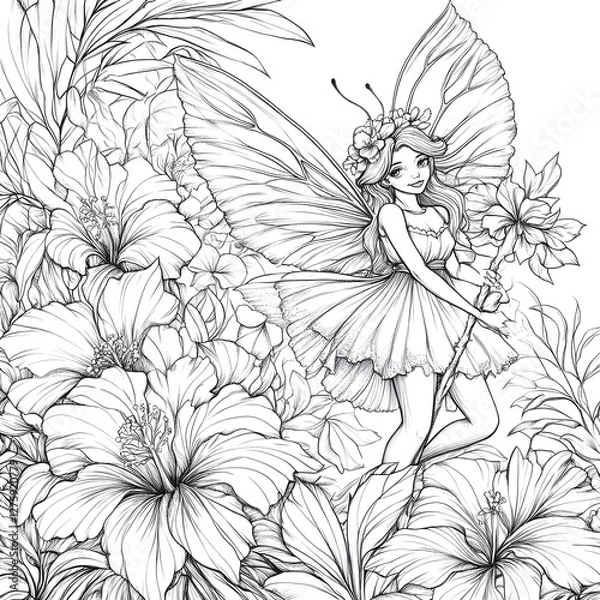 Obraz Flowers Fantasy Coloring Book - 115 Pages of Magical Floral Illustrations for Relaxation & Creativity, Coloring page, Workbook for Print