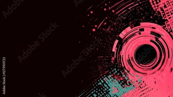 Fototapeta Abstract design, futuristic, vibrant colors, technology background. Possible use Stock photo for graphic design or technology presentation
