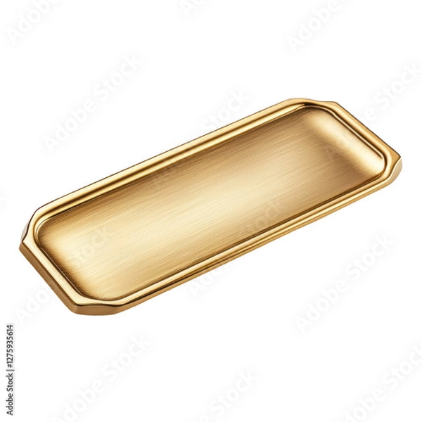 Fototapeta Elegant golden tray on a white background isolated on png transparent background, cut out