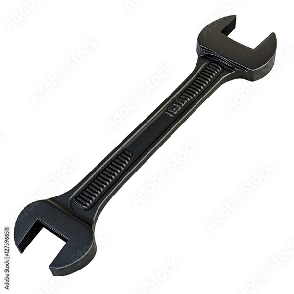 Fototapeta Black adjustable wrench on a white background isolated on png transparent background, cut out