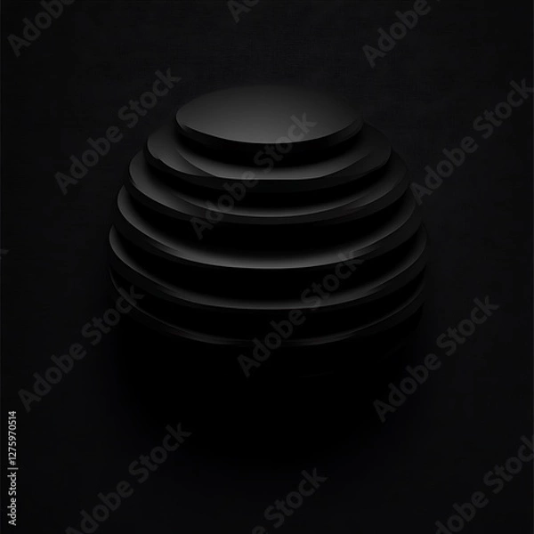 Obraz Abstract Black Sphere Layered Circular Design