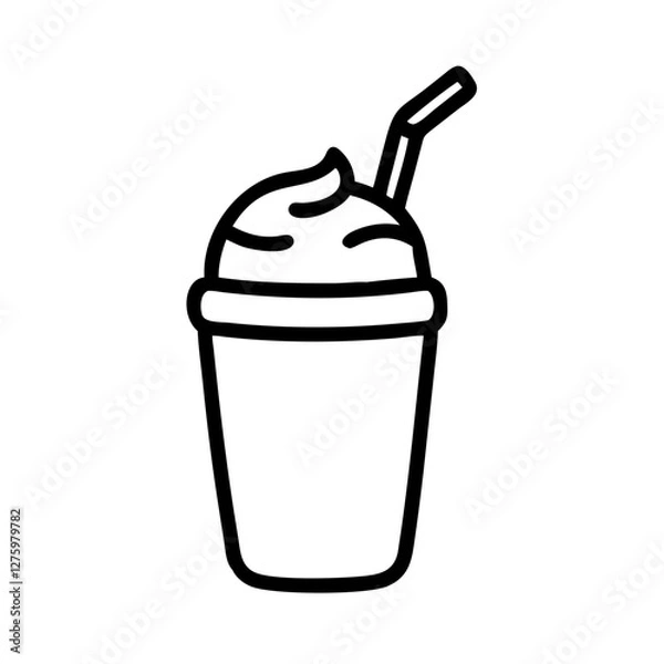 Obraz Refreshing Delight: Simple and elegant line art illustration of a creamy milkshake, complete with a straw. A perfect image for conveying refreshment and indulgence.