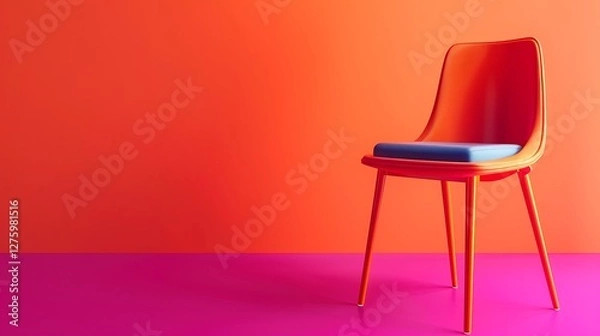 Fototapeta A chic dining chair with bold colors, isolated against a solid backdrop