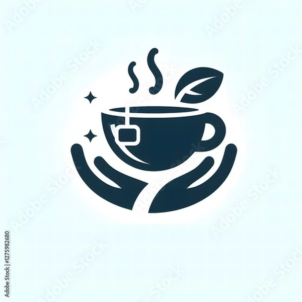 Obraz AI Generate of minimalist, fresh, asbtract, simple, elegant of icon logo Tea Cup. Simple, elegant design is ideal for branding, café logos, or beverage-related applications
