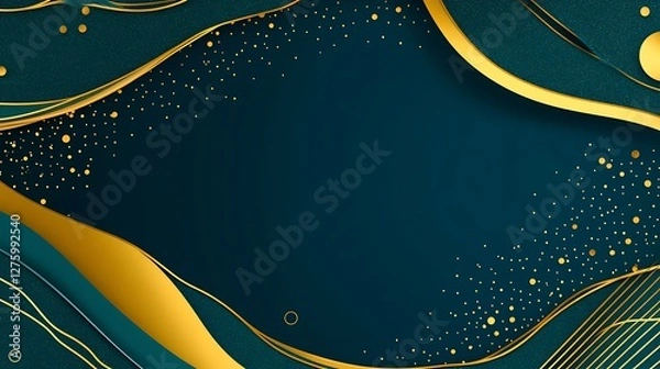 Fototapeta Gold, green abstract waves; elegant design